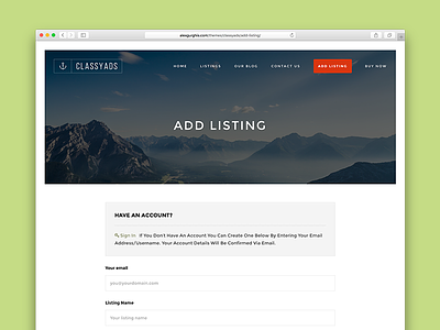 Add Listing UI - ClassyAds WordPress Theme