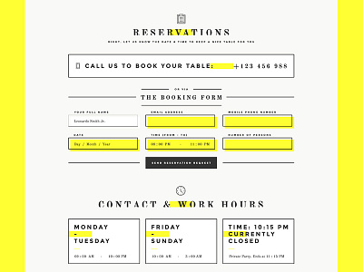 Reservations Section - BarDojo HTML/CSS Template