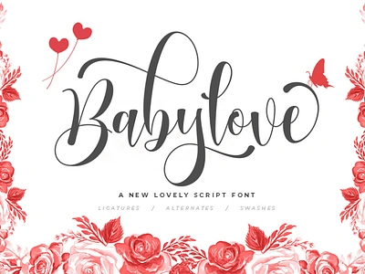 Babylove Script animation app best seller design font font awesome font design font family fonts illustration illustrator lettering logo smoothie typography web website wedding card