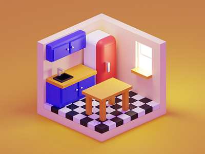 3D Isometric Design Kitchen Illustration - Blender 3d 3dmodel blender design illustration isometrics