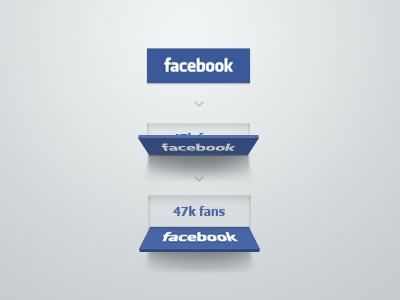 Facebook button concept blue button deiner facebook fans flip fold like reveal share social ui