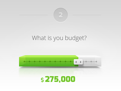 Concept for budget/price slider budget price slider shadow 3d reflection box green white silver grey progress scene drag steps levels ui ux deiner