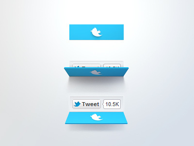 Twitter Button Concept blue button concept deiner fans flip fold like reveal share social soft blue tweet twitter ui