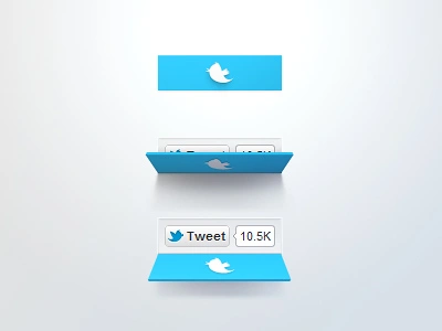 Twitter Button Concept blue button concept deiner fans flip fold like reveal share social soft blue tweet twitter ui