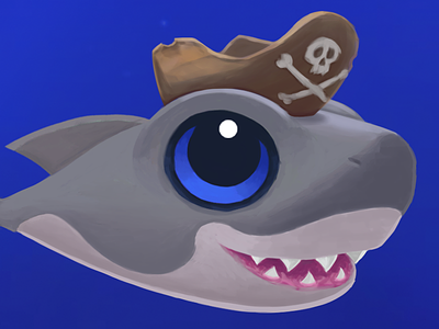 Close-up of baby shark w/ pirate hat