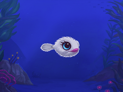 Fluffy fish artwork drawing fish illustration painting photoshop studyflow underwater