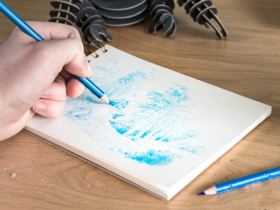 Landscapes Collection blue colerase color concept art draw drawing landscape left hand paper pen sketch sketchbook