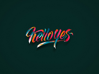 HelloYes - Lettering logo branding color digital font handlettering lettering logo photoshop typeface