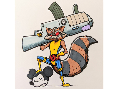 Raccoon vs Mouse comic art conceptual drawing fanart marvel