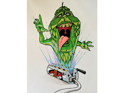 Hop Busters 90s beer art branding conceptual design drawing ghostbusters