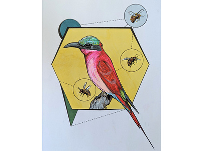 The Bee Eater bees conceptual drawing illustration logo