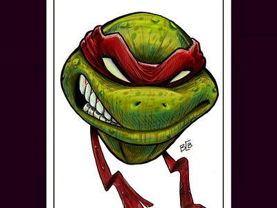 Raph Portrait comic art digital art fan art green portrait raphael red tmnt turtles