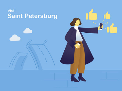 Visit Saint Petersburg illustration app art design flat illustration minimal ui vector web