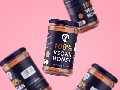 Vegan Honey! branding design label logo mockup