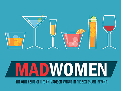 Mad Women 1 drinks flat illustration retro type vector