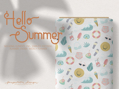Hello Summer Elements & Pattern clipart pastel pattern summer vector