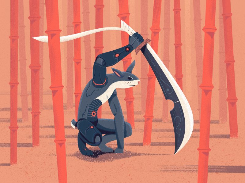 Cyborg Humanoid Rabbit tech bamboo forest sword cyborg humanoid rabbit rabbit