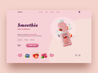 Strawberry smoothie concept branding concept illustration smoothie strawberry ui ux web design