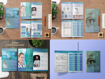 This is a modern bi-fold medical company business brochure