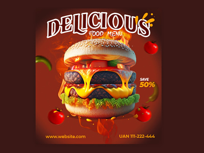 Fast food burger discount social media ad post design