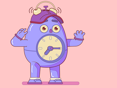 Alarm clock alarm clock cartoon characterdesign illustration purple vector