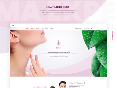 Dermatological Center website branding dermatique for skin care center dermatology ui ux web web development company webdesign website