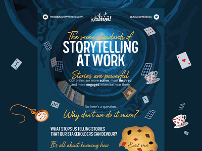 The Seven Standards of Storytelling alice in wonderland illustration infographic infographic design infographics vector