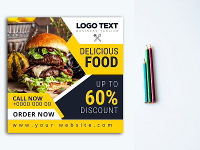 Delicious food service social media post design banner template banner food banner food menu banner food menu flyer