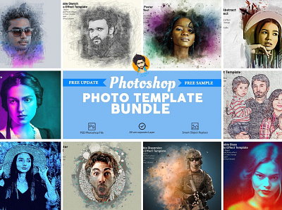 Photo Effect Template Bundle painting photoshop action photo effect photo effect template bundle photo manipulation photo painting effect photoshop painting photoshop plugin template bundle