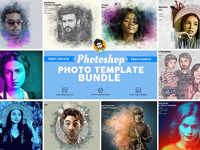 Photo Effect Template Bundle painting photoshop action photo effect photo effect template bundle photo manipulation photo painting effect photoshop painting photoshop plugin template bundle