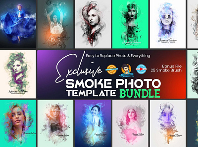 Exclusive Smoke Photo Effect Bundle collage template photo effect bundle photo template photoshop actions smoke photo smoke photo effect