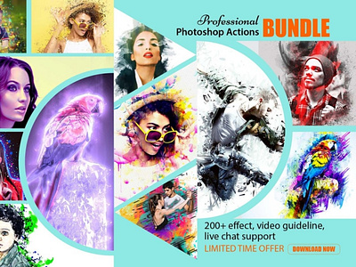 Photoshop Actions Bundle actions bundle colorful pixel art action light photoshop action painting photoshop photoshop actions shatter photoshop action