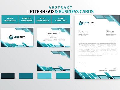 Abstract letterhead and business cards design business card cards