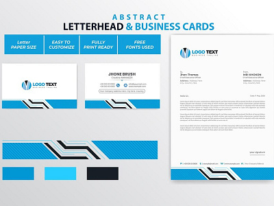 Abstract letterhead and business cards design business card cards