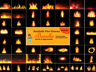 Realistic Fire Flames Bundle fire flames realistic fire spark background