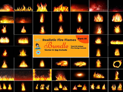 Realistic Fire Flames Bundle