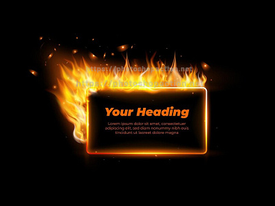 Sale banner with realistic fire flames light effect