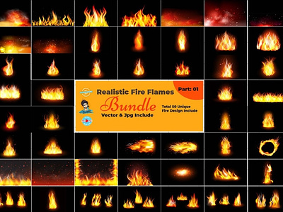 Realistic Fire Flames Bundle