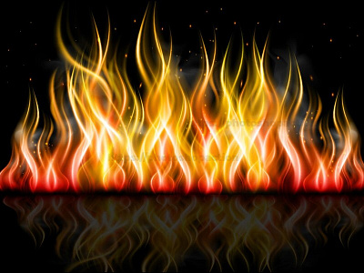 Realistic fire flame banner background light effect