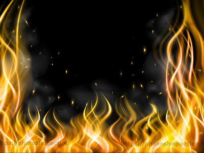 Realistic fire flame banner background light effect