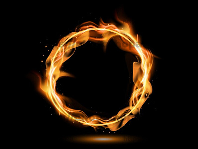 Realistic circle fire flame offer banner glow