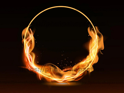 Realistic circle fire flame offer banner glow