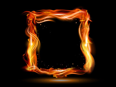 Realistic fire flame banner background glow