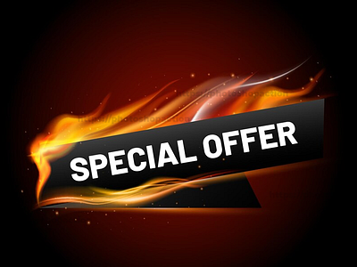 Realistic fire flame offer promotion banner light effect