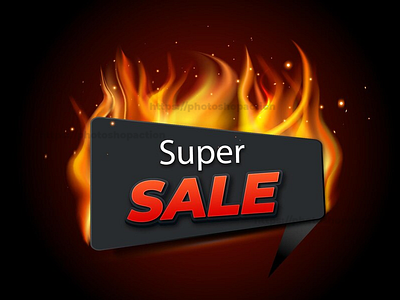 Realistic fire flame discount promotion banner design sale