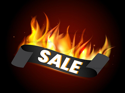 Realistic fire flame discount promotion banner design sale