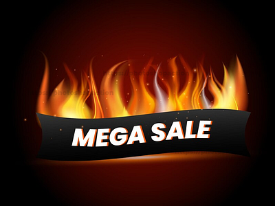 Realistic hot fire flame label composition banner sale