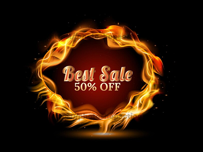 Realistic circle fire flame offer banner fire background sale banner
