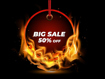 Realistic circle fire flame offer banner fire background sale banner