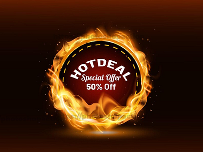 Realistic fire flame hot circle sale banner